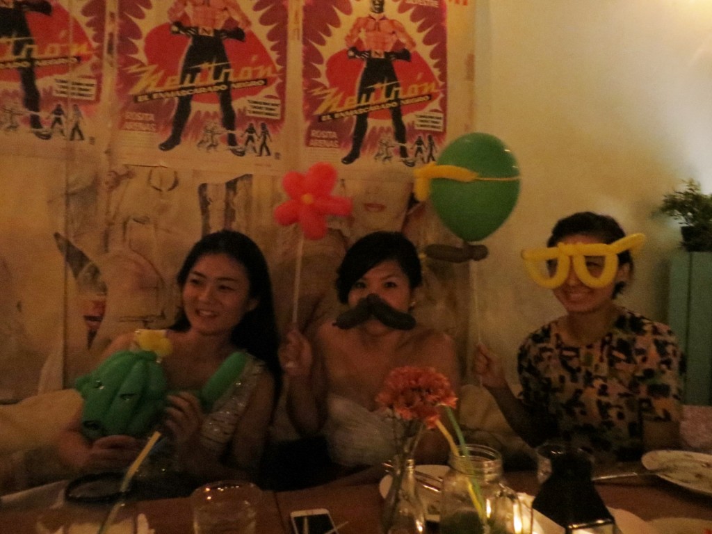 Presenting the three balloon amigoes... ... The Angry Cactus, Mr Mario Mustache and Mr Oversized-Geeky-Spectacles! 